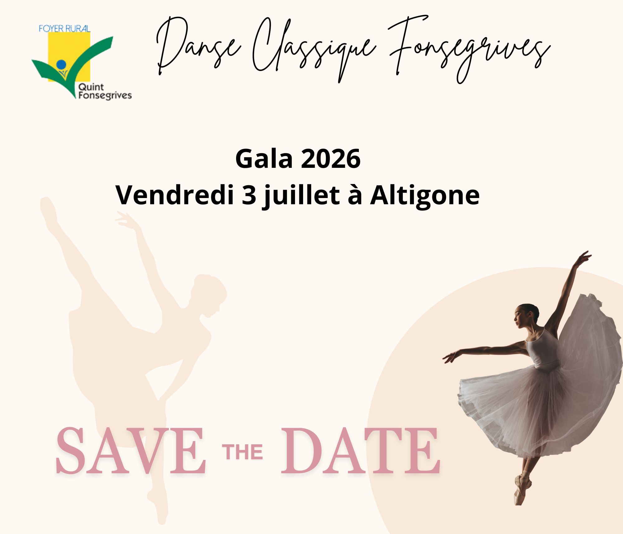SAVE THE DATE : GALA de DANSE CLASSIQUE le 3 JUILLET 